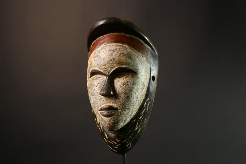 African Mask Authentic Lega Mask Art Congo Bwami Cultural Decor Unique Handcarved Faces Tribal Wall Masks for Home - G3552