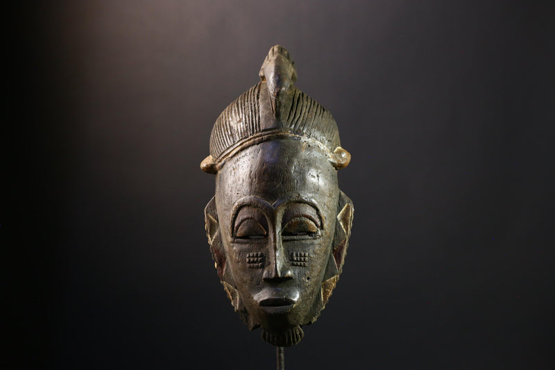 African Mask - Hand-Carved Tribal Wood Masks from Baoulé and Guro Peoples - Unique Art for Cultural Home Decor and Collectible Display -5284