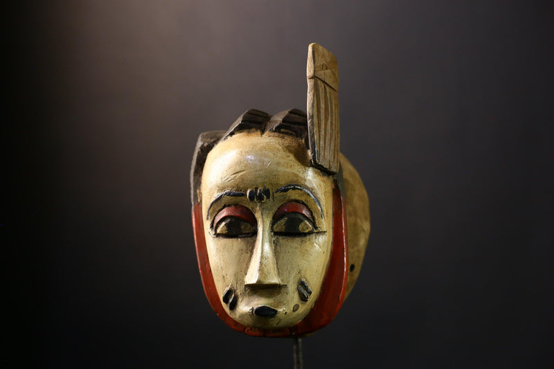 African Mask - Handcrafted Guro Wooden Mask from West Africa - Unique Tribal Art for Home Decor and Cultural Collectible Display-5231