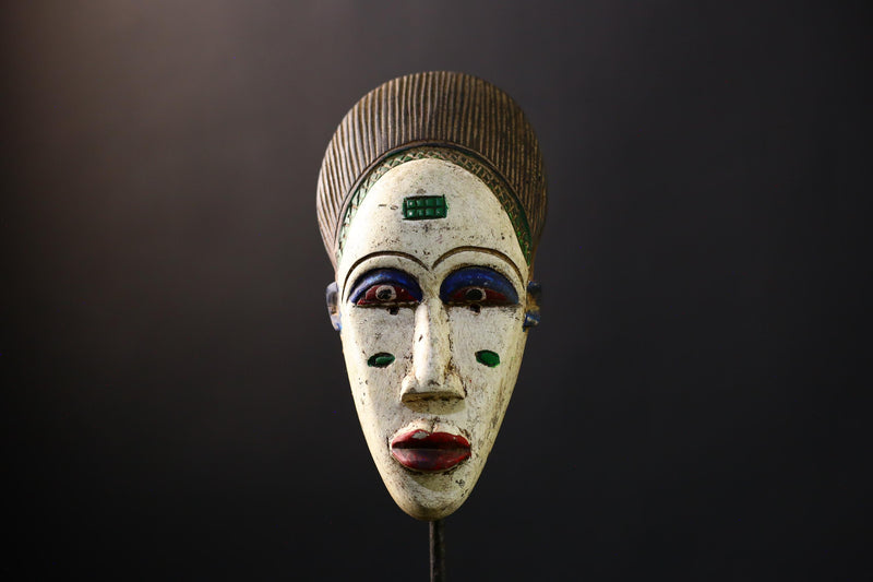 African Mask - Handmade Guro Tribal Face Mask - Hand-Carved Wood Wall Art for Unique Home Decor and Cultural Collectible Display -9546