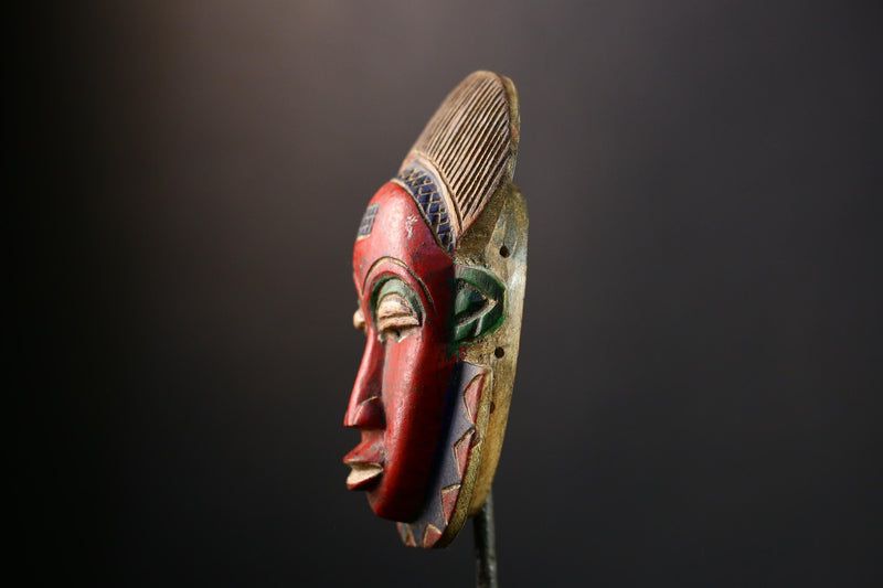 African Mask - Antique Guro Baule Tribal Wood Face Mask - Unique Art Decor for Cultural Home Display and Collectible Wall Art  -9543