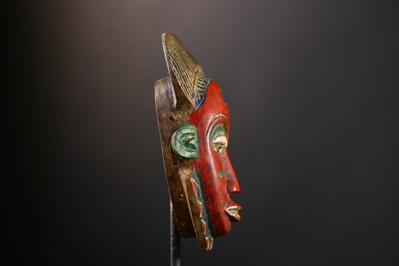 African Mask - Antique Guro Baule Tribal Wood Face Mask - Unique Art Decor for Cultural Home Display and Collectible Wall Art  -9543