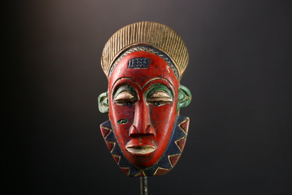 African Mask - Antique Guro Baule Tribal Wood Face Mask - Unique Art Decor for Cultural Home Display and Collectible Wall Art  -9543