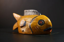 African Hand-Carved Tribal Bozo Fish Figurine Unique Solid Wood Exquisite Collectible Sculptures Authentic Cultural Home Decor Piece-G3806