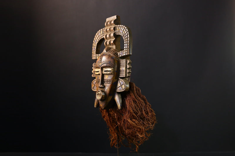 African Mask Senufo Kalao Bird Art - Handcrafted Tribal Wall Decor, Unique Cultural Home Accent, Ethnic Sculpture for Collectors -G3803