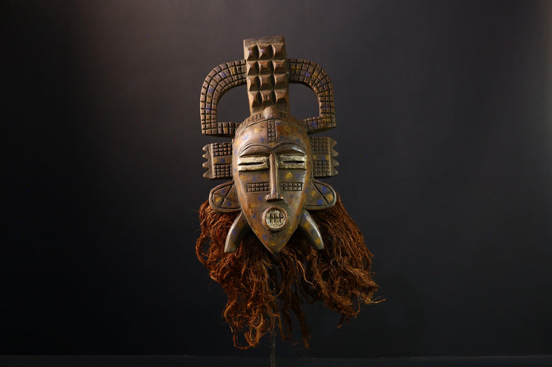 African Mask Senufo Kalao Bird Art - Handcrafted Tribal Wall Decor, Unique Cultural Home Accent, Ethnic Sculpture for Collectors -G3803