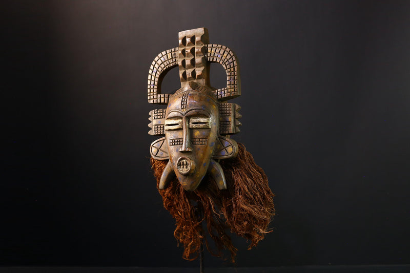 African Mask Senufo Kalao Bird Art - Handcrafted Tribal Wall Decor, Unique Cultural Home Accent, Ethnic Sculpture for Collectors -G3803