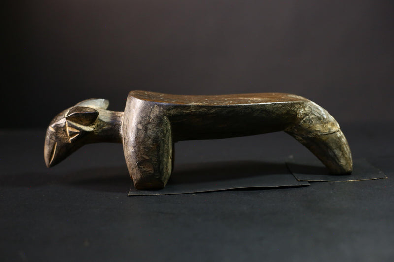 African Stool Senefu Art - Hand-Carved Vintage Wood Statue, Ethnic Home Decor, Unique Figurine, Cultural Sculpture for Collectors-G3826