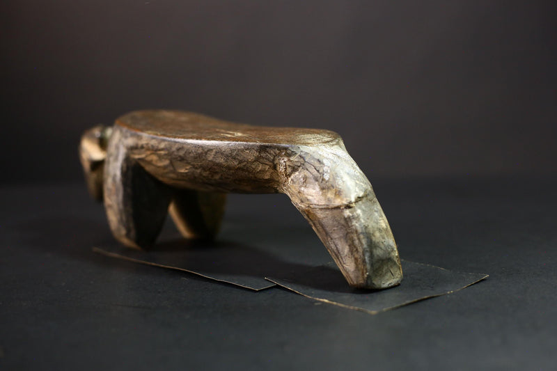 African Stool Senefu Art - Hand-Carved Vintage Wood Statue, Ethnic Home Decor, Unique Figurine, Cultural Sculpture for Collectors-G3826