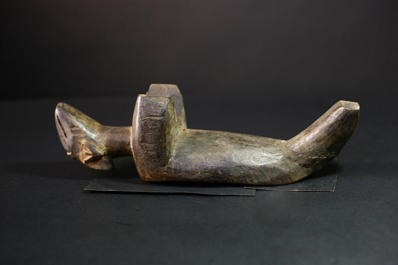 African Stool Senefu Art - Hand-Carved Vintage Wood Statue, Ethnic Home Decor, Unique Figurine, Cultural Sculpture for Collectors-G3826