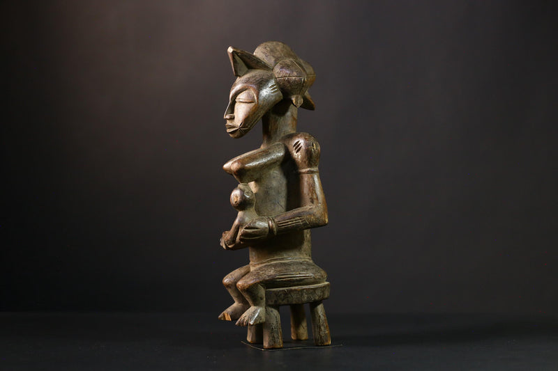 African Figurine - Hand-Carved Yoruba Eshu Statue, Unique Wood Sculpture, Nigerian Art Collectible for Home Decor and Ethnic Style-G3824