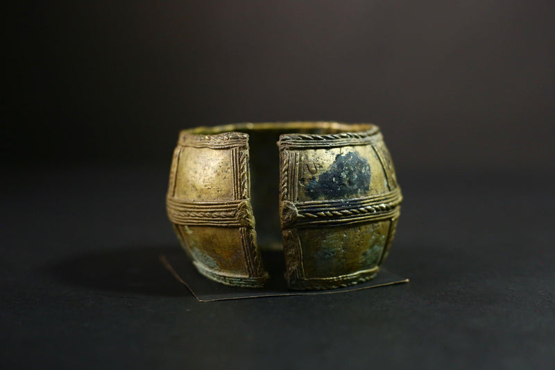 African BRASS Bracelet - Handcrafted Burkina Faso Jewelry, Unique Lobi Tribe Design, Ethnic Art Collectible for Stylish Wear-G3823