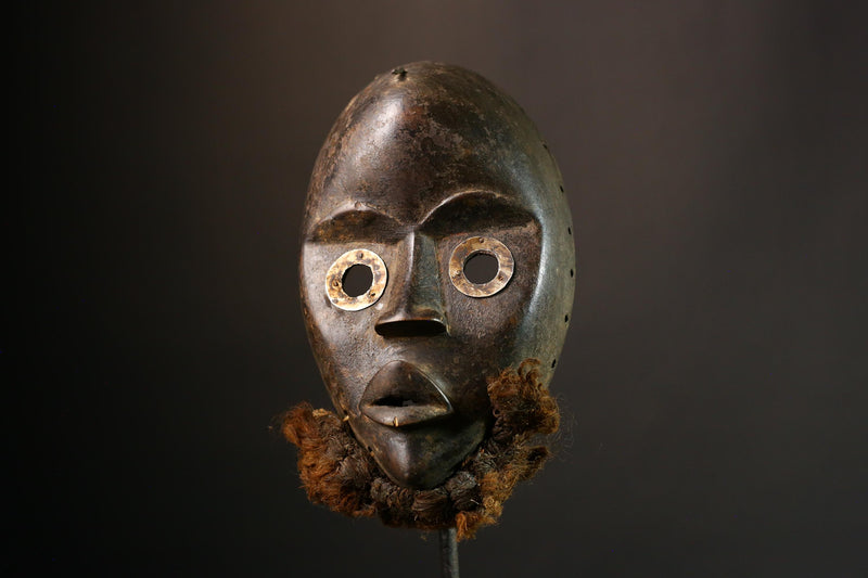 African Dan Mask Handcrafted Mask Wall Hanging - Unique Art Collectible Primitive Ethnic Face for Home Decoration and Cultural Accent-G1777