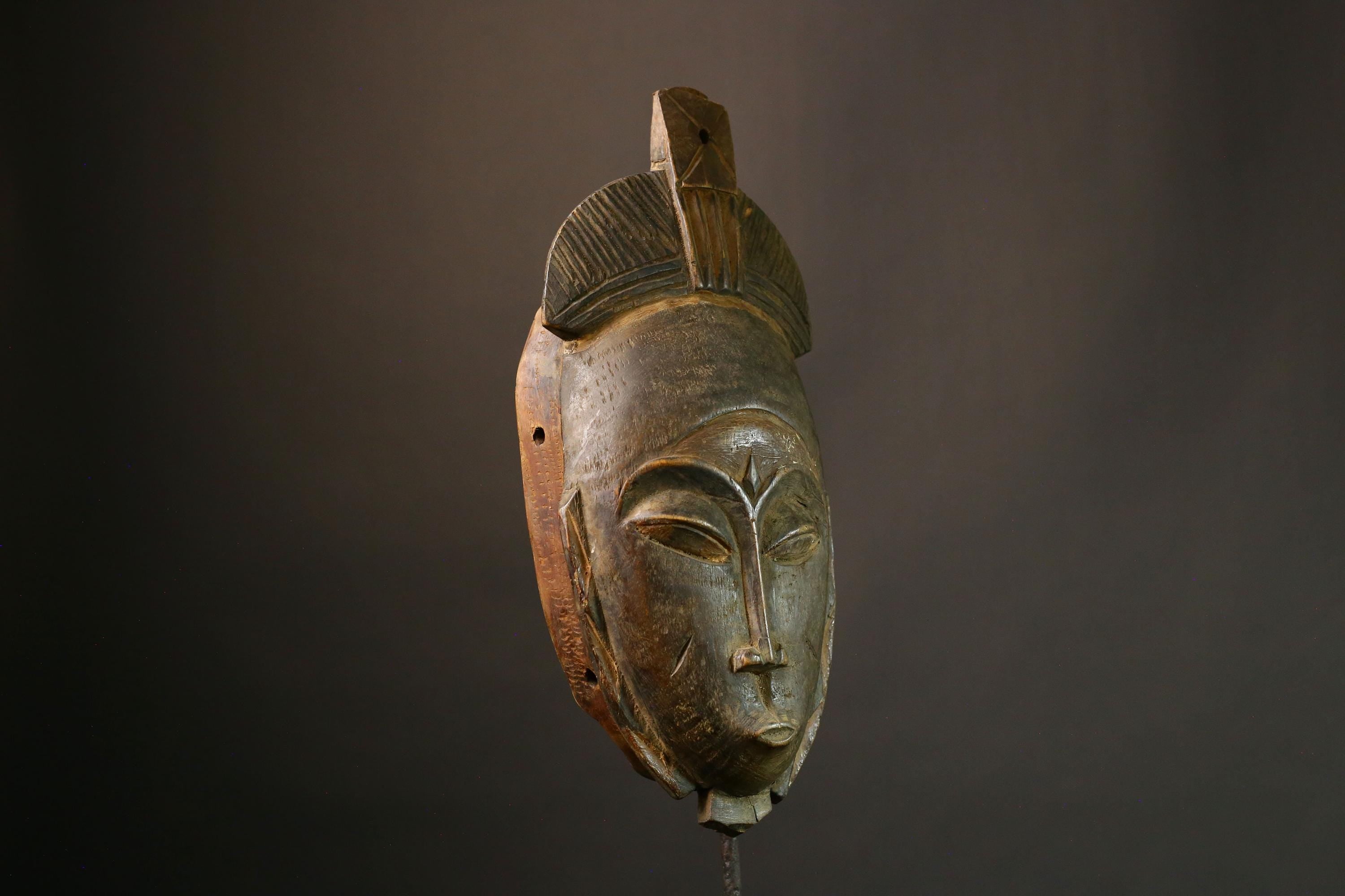African Vintage Guro Mask Tribal Face Wood Carving Handmade Ethnic Wall Art Authentic Decor Piece Rare Collectible-6426