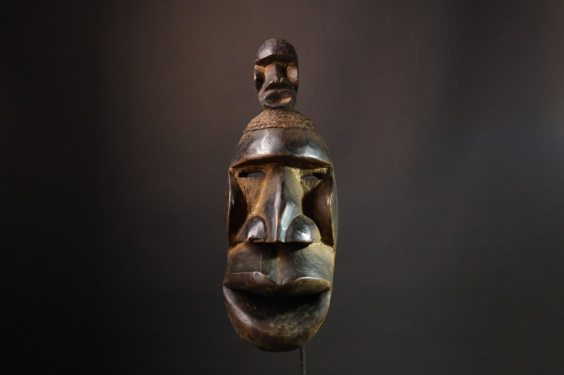 African Dan Mask Traditional Tribal Wall Art Handcrafted Wooden Face Decor Authentic Ethnic Home Accent Rare Collectible-G1758