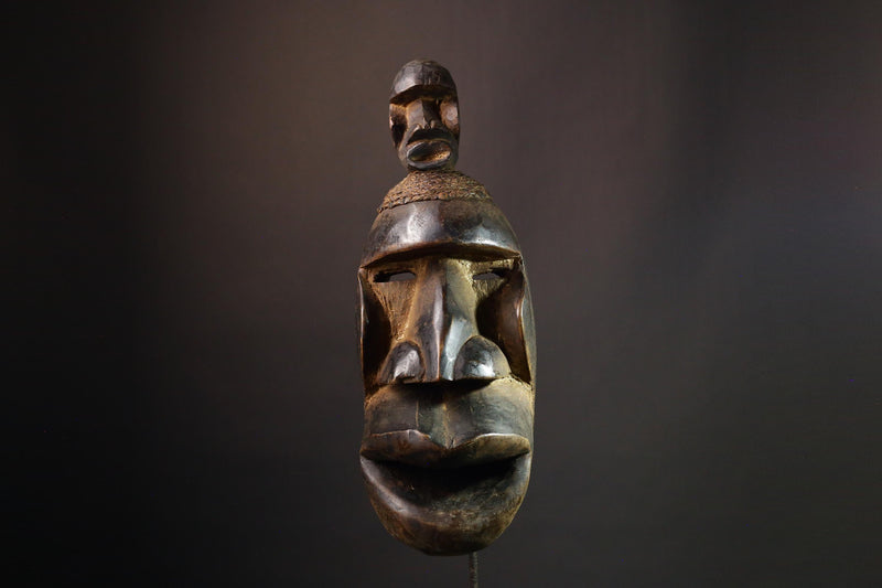 African Dan Mask Traditional Tribal Wall Art Handcrafted Wooden Face Decor Authentic Ethnic Home Accent Rare Collectible-G1758