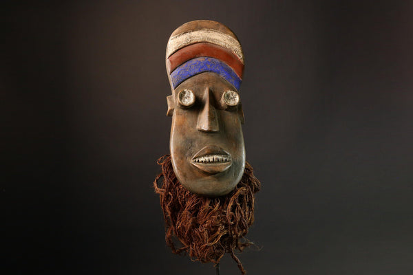 Antique African Igbo Mask Handcrafted Tribal Wood Art Authentic Ethnic Wall Decor Rare Collectible Face Sculpture-9301