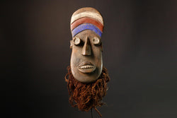 Antique African Igbo Mask Handcrafted Tribal Wood Art Authentic Ethnic Wall Decor Rare Collectible Face Sculpture-9301