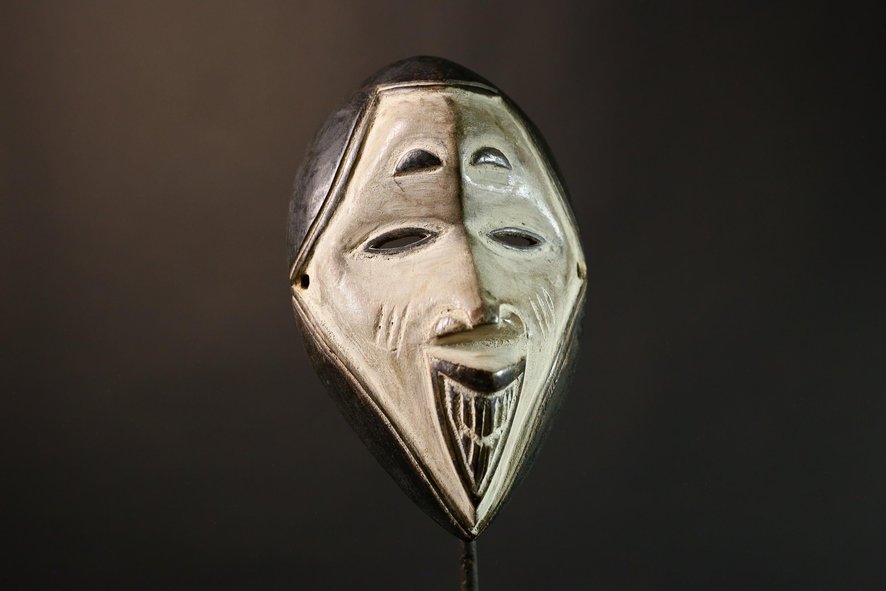 African Ibo Okoroshi Oma Water Spirit Wood Mask from Nigeria - Authentic Tribal Art for Unique Home Decor and Cultural Enrichment-G3570