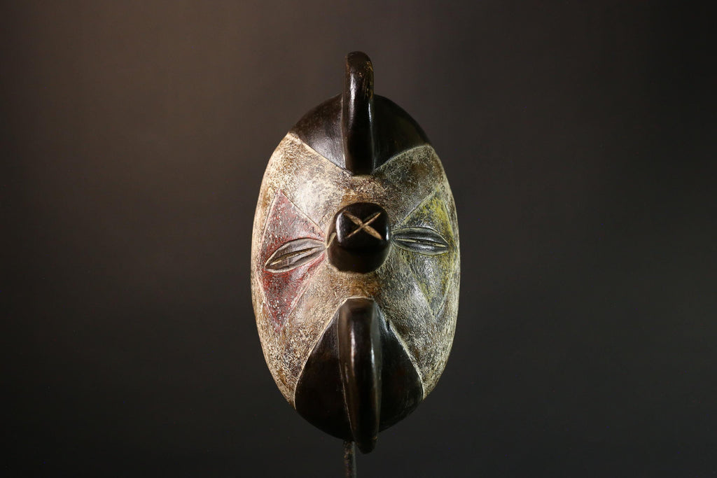 Authentic African Bembe Mask Tribal Ceremonial Traditions Handcrafted Wooden Wall Art Collectible from Congo Unique Ethnic Home Decor-G3568