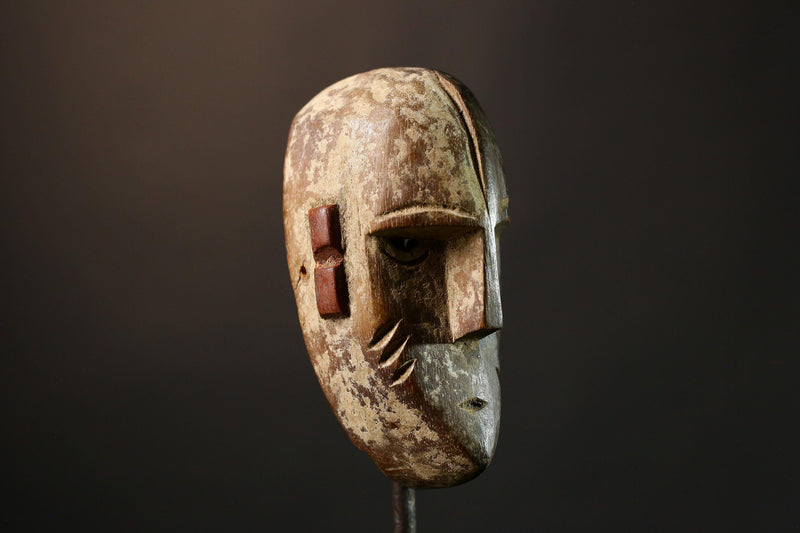 African Wood Mask LEGA Tribal Art from Congo Handcrafted Ethnic Wall Decor Rare Collectible Tribal Piece Unique Ceremonial Art-G3566