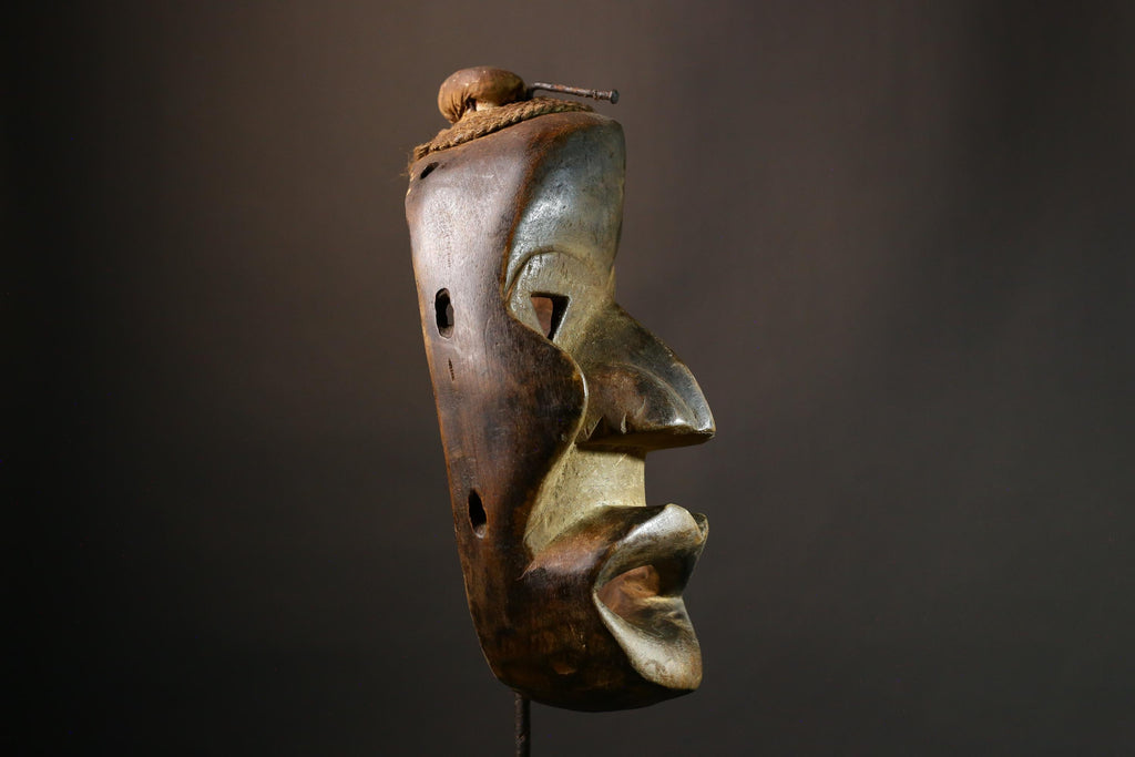 African Mask Unique Large Dan Maou Mask Antique Tribal Wall Art for Exotic Home Decor - Statement Piece for Living Room or Display-G1578