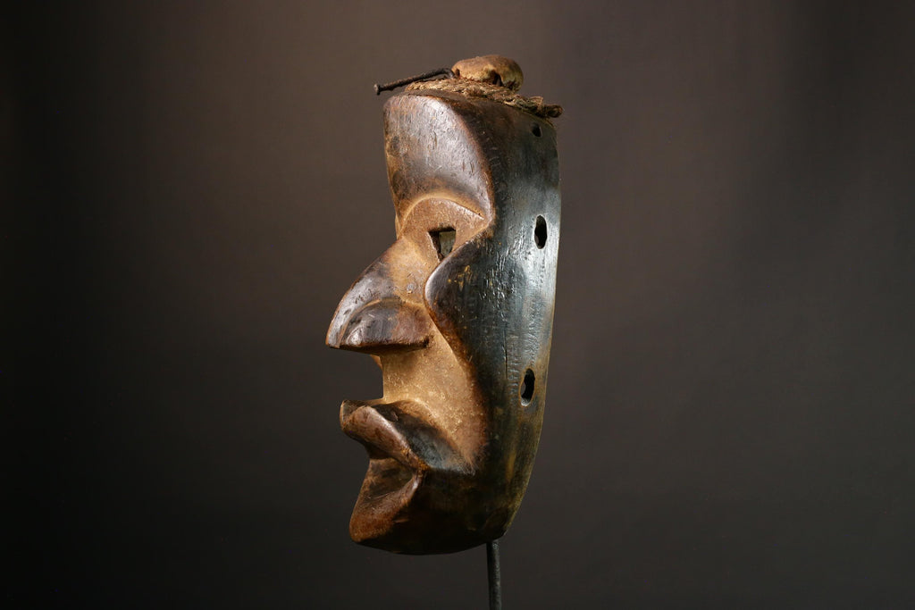 African Mask Unique Large Dan Maou Mask Antique Tribal Wall Art for Exotic Home Decor - Statement Piece for Living Room or Display-G1578