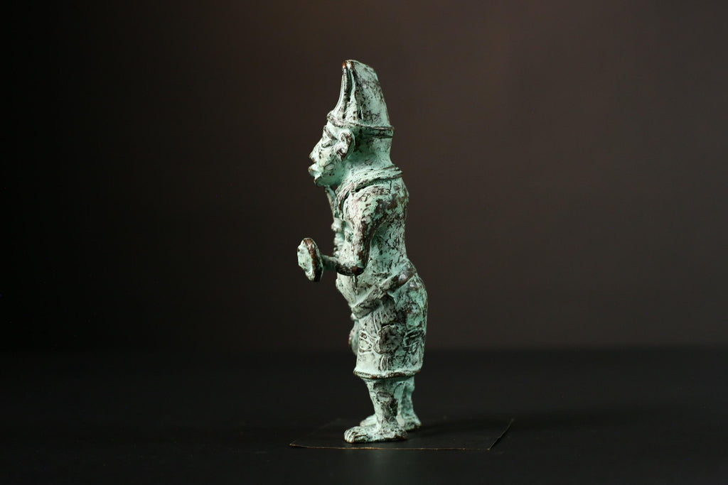 African Sculpture - Unique Tribal Art Brass Figure with Intricate Carved Wax Technique - Perfect for Ethnic Home Décor and Collectors-G1553