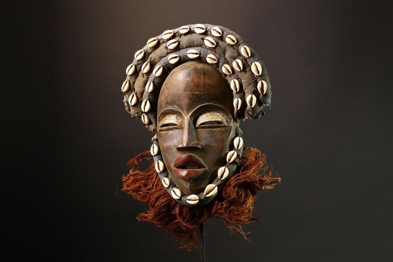 African Mask Handcrafted Mask Wall Art - Unique Dan 'Dean Gle' Collectible - Authentic Cultural Decor Piece -G1413