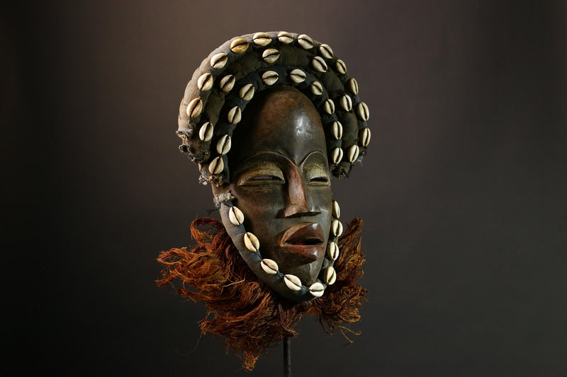 African Mask Handcrafted Mask Wall Art - Unique Dan 'Dean Gle' Collectible - Authentic Cultural Decor Piece -G1413