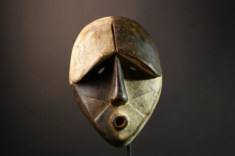 African Authentic Tribal Face Mask - Traditional Muminia Lega Art - Exquisite Collectible Wall Decor - Unique Cultural Piece -G3586