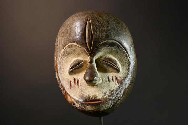 African Authentic Lega Mask - Congo Bwami Tribal Wall Art - Unique Home Décor Masks - Exquisite Cultural Accent Piece-G3585