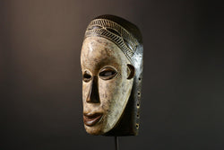 African Authentic Lega Mask - Congo Bwami Tribal Wall Art - Unique Home Décor Masks - Exquisite Cultural Accent Piece-G3583