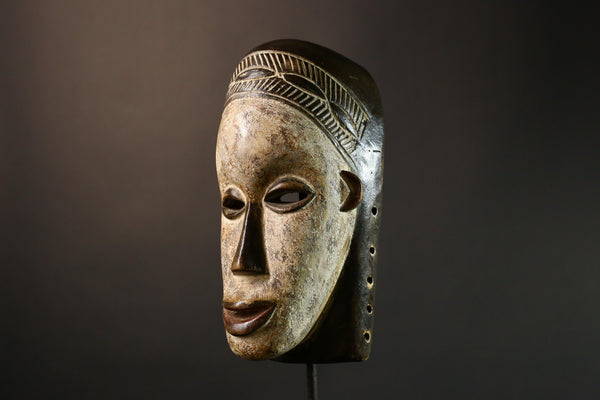 African Authentic Lega Mask - Congo Bwami Tribal Wall Art - Unique Home Décor Masks - Exquisite Cultural Accent Piece-G3583