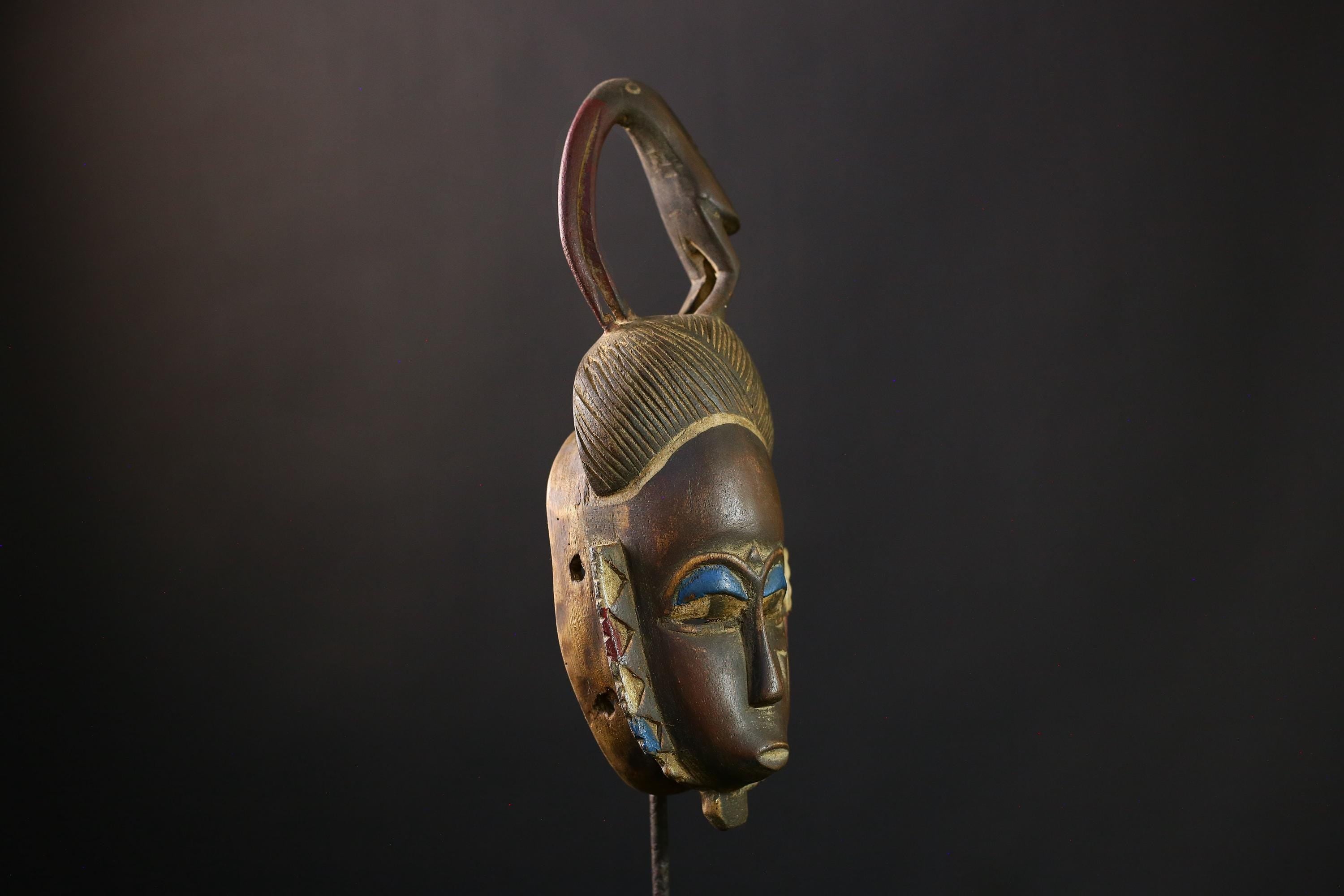 African mask Antique Bambara Mask - Hand Carved Guro Wood Wall Art Collectible-G3842