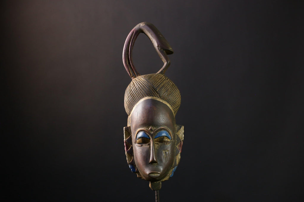 African mask Antique Bambara Mask - Hand Carved Guro Wood Wall Art Collectible-G3842