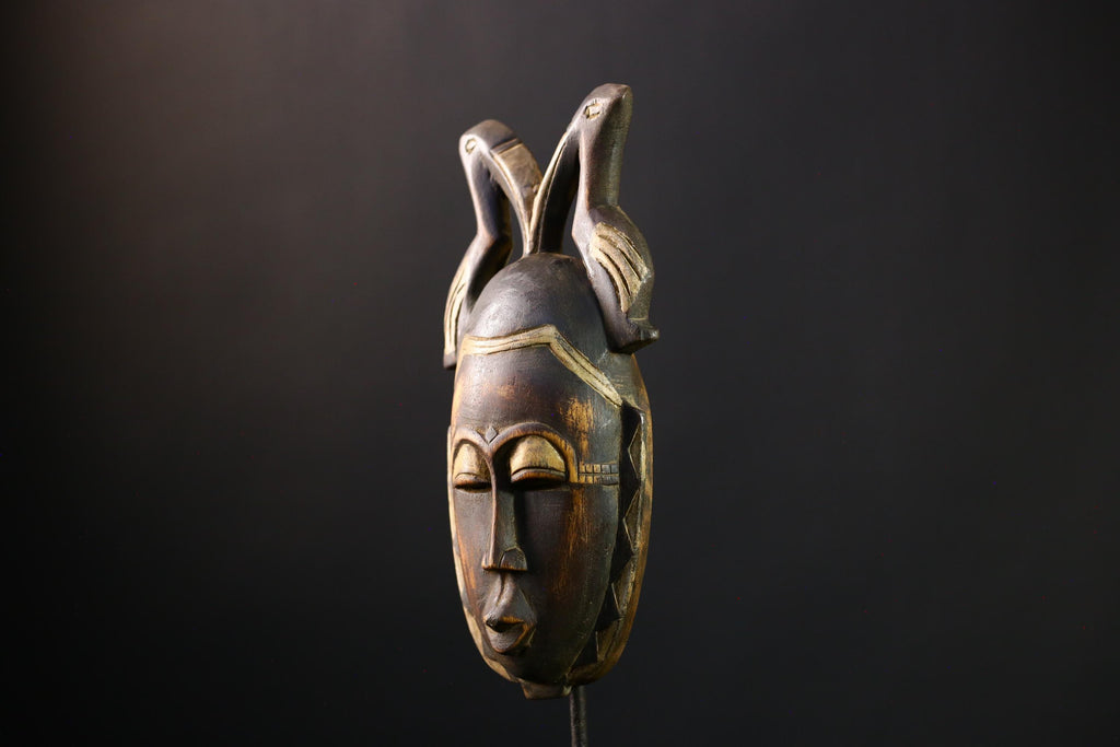 African mask wood African real figure vintage African masks for wall Baule Antique Guro MASK-G3840