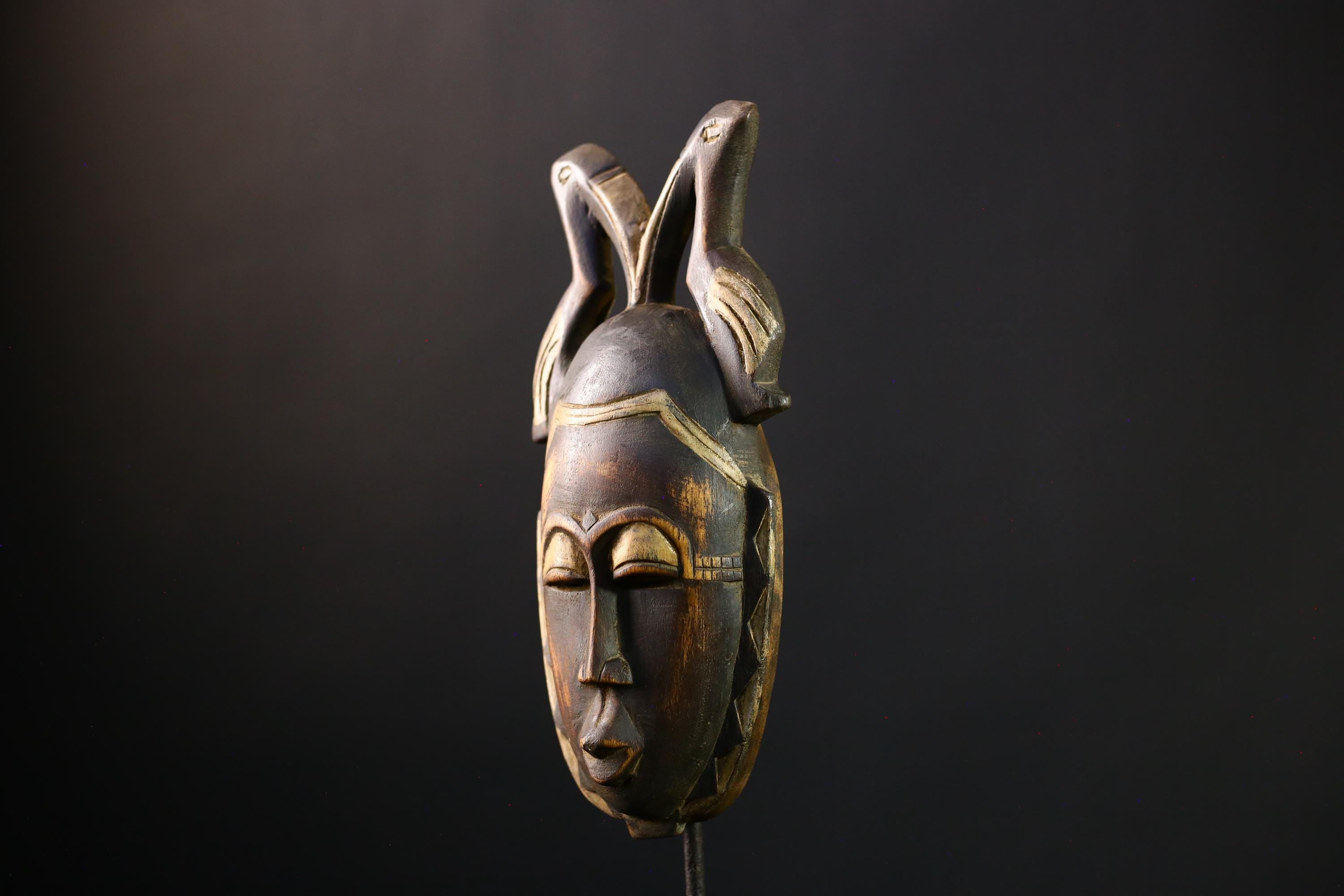 African mask wood African real figure vintage African masks for wall Baule Antique Guro MASK-G3840