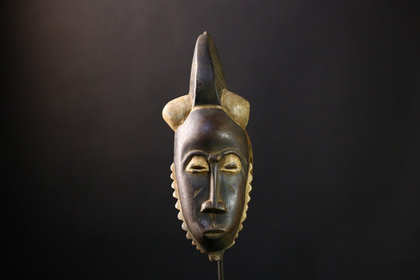 African Mask -Vintage Guro Tribal Art Handcrafted Wooden Ceremonial Sculpture, Authentic Ethnic Decor for Collectors and Home Display.-G3836