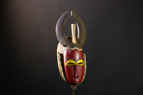 African Mask - Authentic Baule Guro Wood Carving, Unique Côte d'Ivoire Art, Handcrafted Tribal Sculpture, Ceremonial Ethnic Wall Decor-G3834