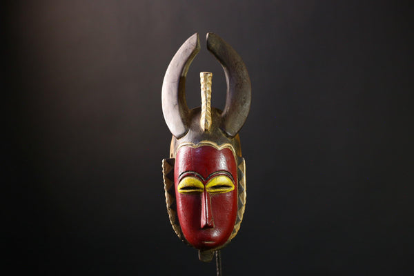 African Mask - Authentic Baule Guro Wood Carving, Unique Côte d'Ivoire Art, Handcrafted Tribal Sculpture, Ceremonial Ethnic Wall Decor-G3834