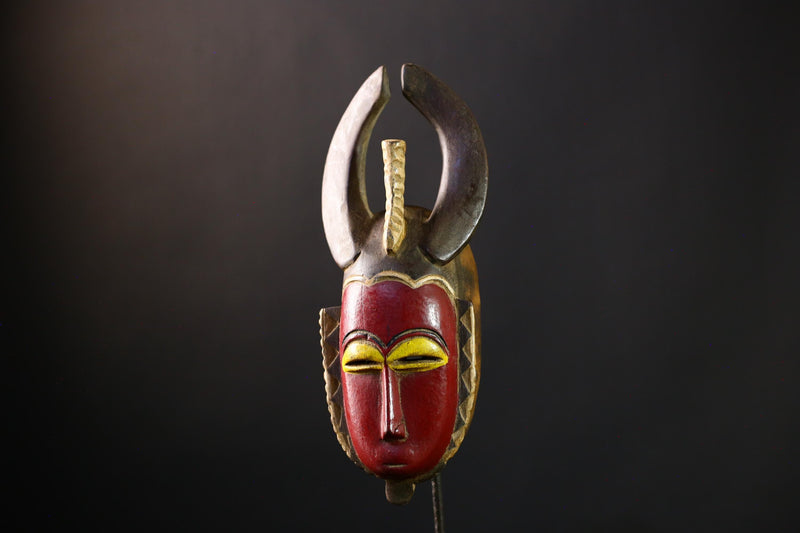 African Mask - Authentic Baule Guro Wood Carving, Unique Côte d'Ivoire Art, Handcrafted Tribal Sculpture, Ceremonial Ethnic Wall Decor-G3834