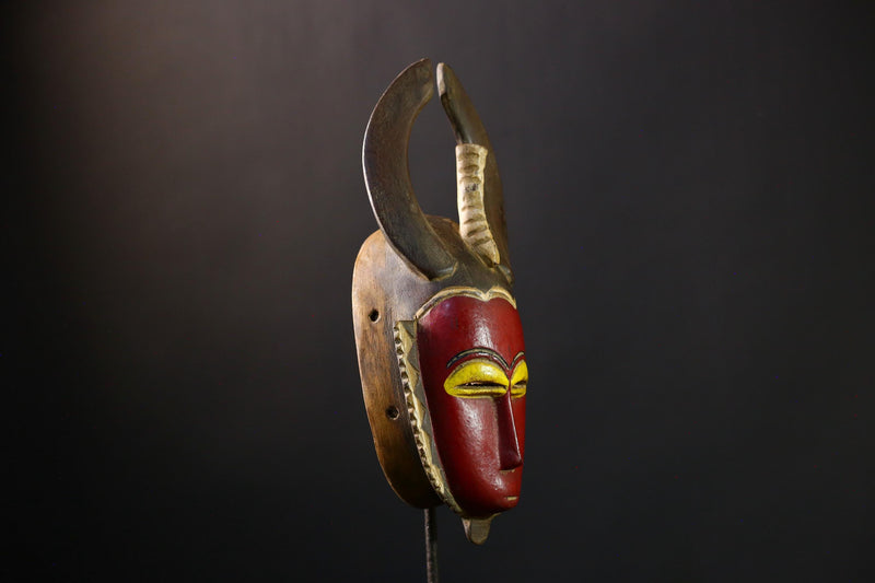 African Mask - Authentic Baule Guro Wood Carving, Unique Côte d'Ivoire Art, Handcrafted Tribal Sculpture, Ceremonial Ethnic Wall Decor-G3834