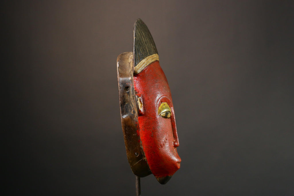 African Hand-Carved Tribal Face Mask - Baule Wooden Wall Hanging - Authentic Unique Art Décor - Exquisite Cultural Accent -G3576