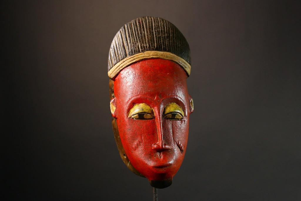 African Hand-Carved Tribal Face Mask - Baule Wooden Wall Hanging - Authentic Unique Art Décor - Exquisite Cultural Accent -G3576