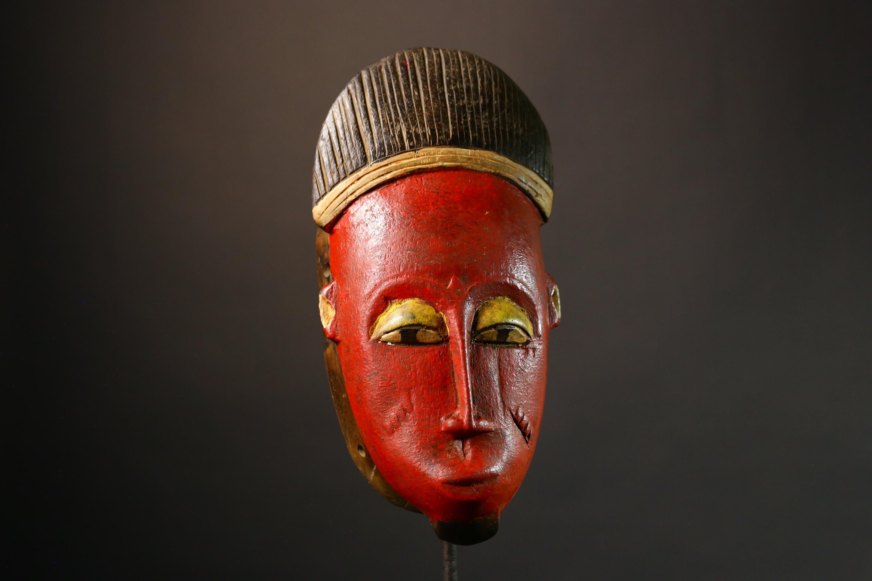 African Hand-Carved Tribal Face Mask - Baule Wooden Wall Hanging - Authentic Unique Art Décor - Exquisite Cultural Accent -G3576