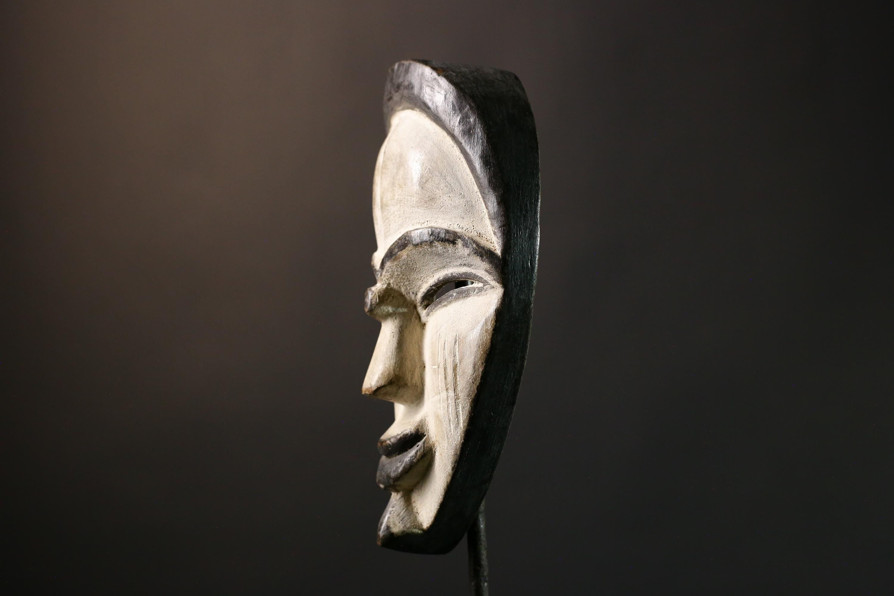African BEGA Mask Handmade Wooden Wall Art Tribal Face Decor Ethnic Home Accent Authentic African Craft Cultural Hanging- G3601