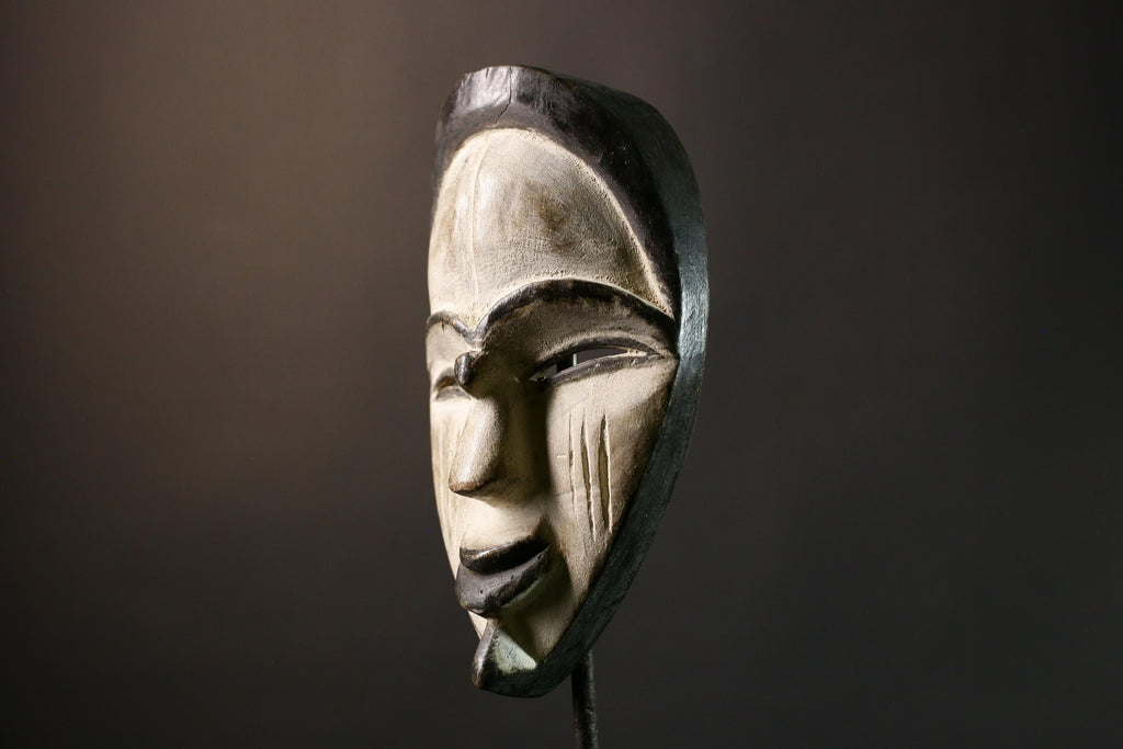 African BEGA Mask Handmade Wooden Wall Art Tribal Face Decor Ethnic Home Accent Authentic African Craft Cultural Hanging- G3601