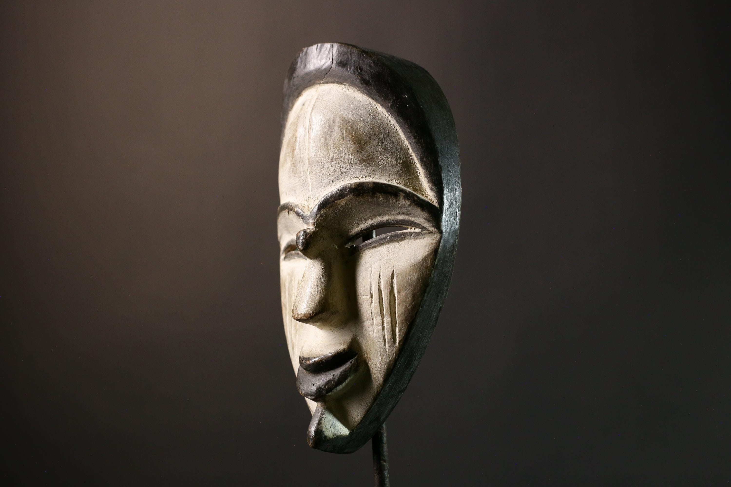 African BEGA Mask Handmade Wooden Wall Art Tribal Face Decor Ethnic Home Accent Authentic African Craft Cultural Hanging- G3601
