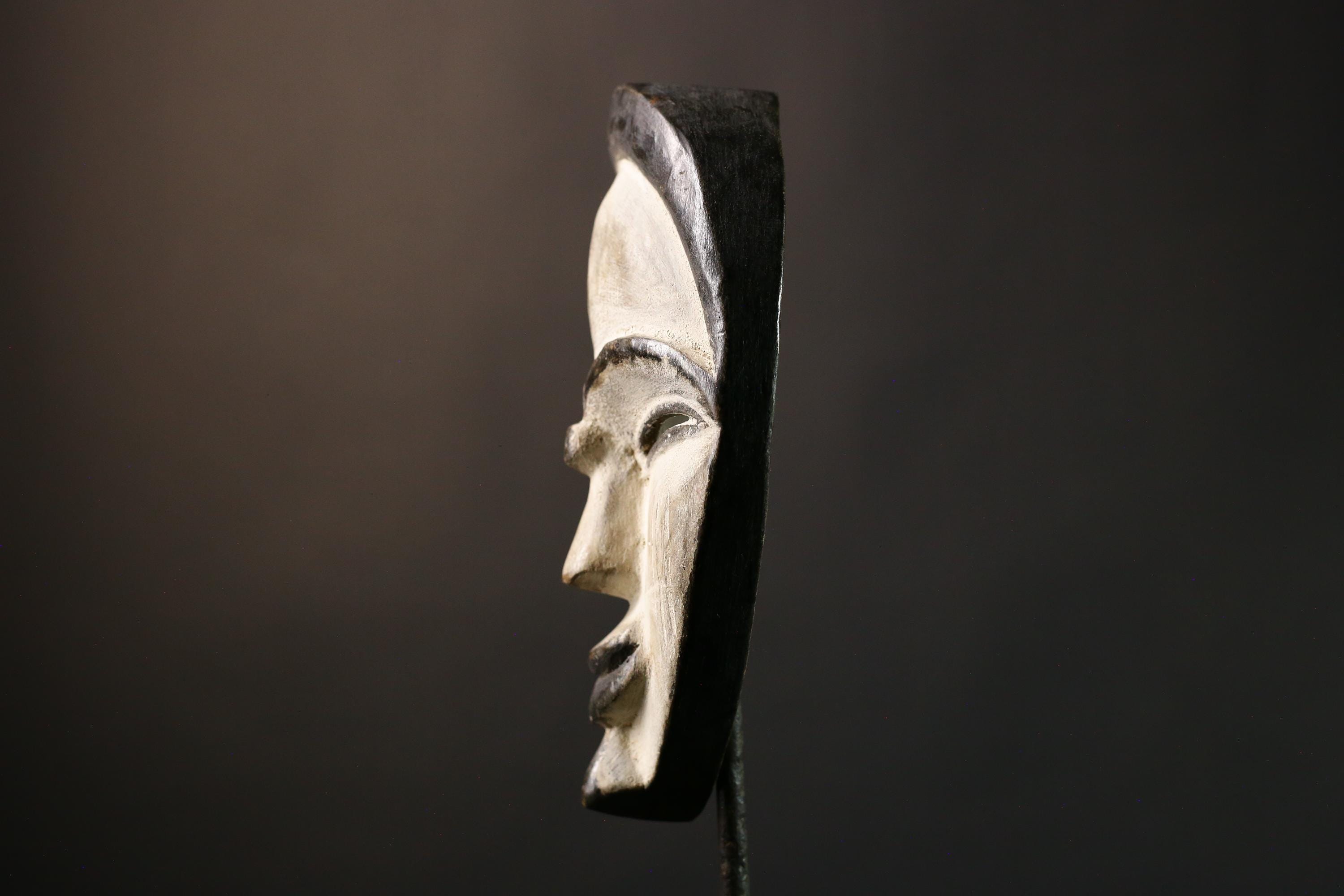 African BEGA Mask Handmade Wooden Wall Art Tribal Face Decor Ethnic Home Accent Authentic African Craft Cultural Hanging- G3601